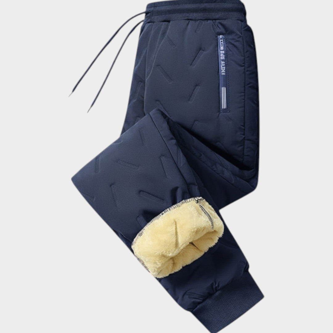 Bexleyaria | Women's Wide-Leg Fleece Pants Warm Lined Casual Fit — Navy Blue