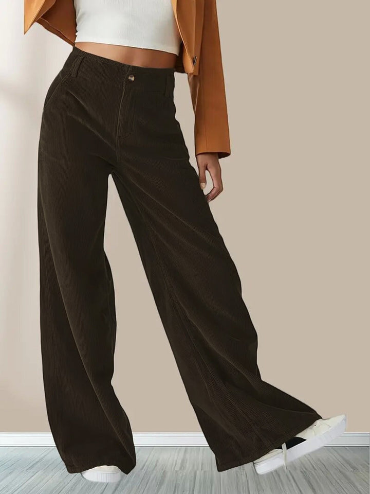 Bexleyolde | Women's Relaxed Wide-Leg Corduroy Pants — Brown