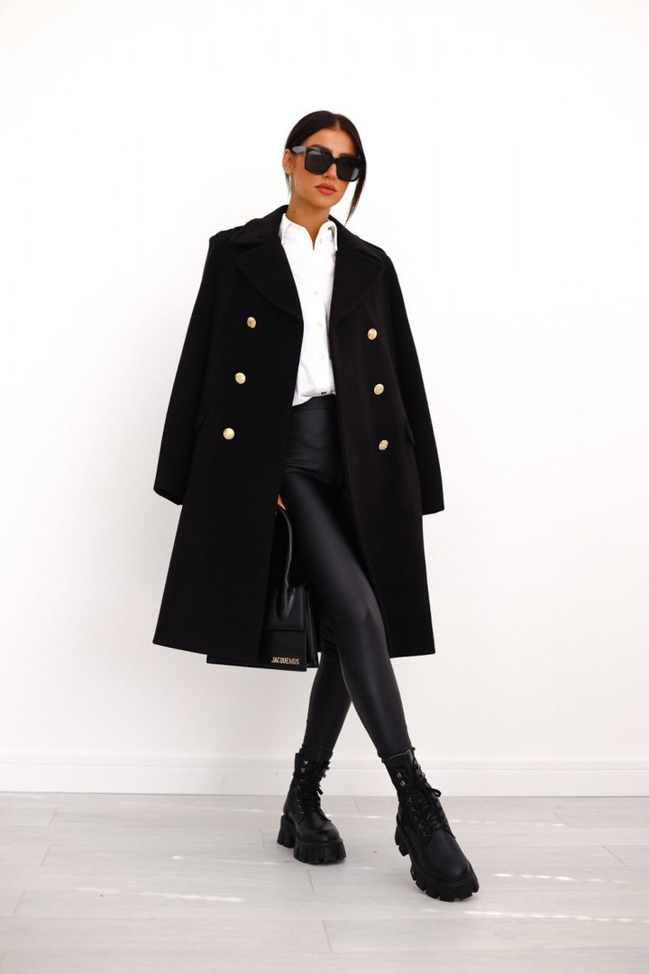 Bexleysia | Casual Stretch Double-Breasted Long Coat For Tops