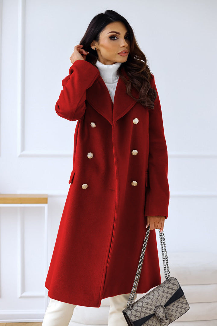 Bexleysia | Casual Stretch Double-Breasted Long Coat For Tops