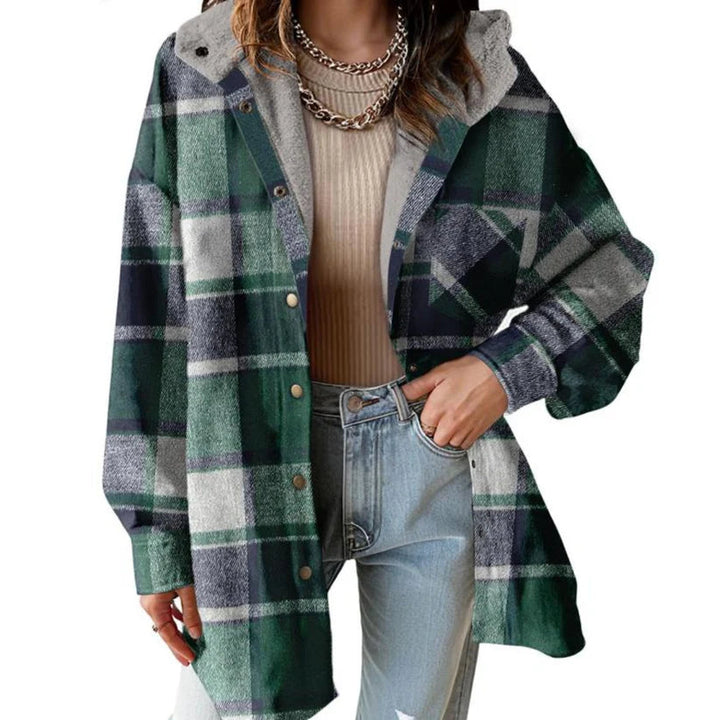 Brieine | Women's Teddy Bear Cozy Flannel Jacket — Green