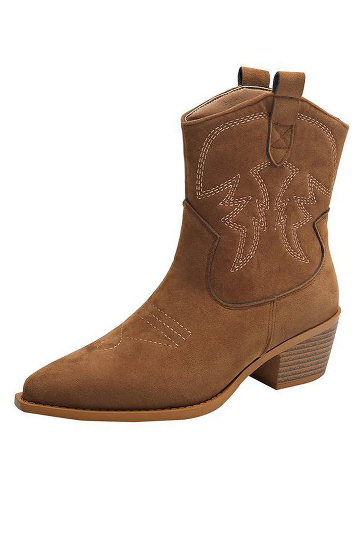 Brienova | Suede Western Ankle Boots