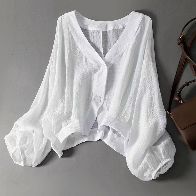 Brilyn | Women's Knit Lightweight V Neck Cropped Button Cardigan