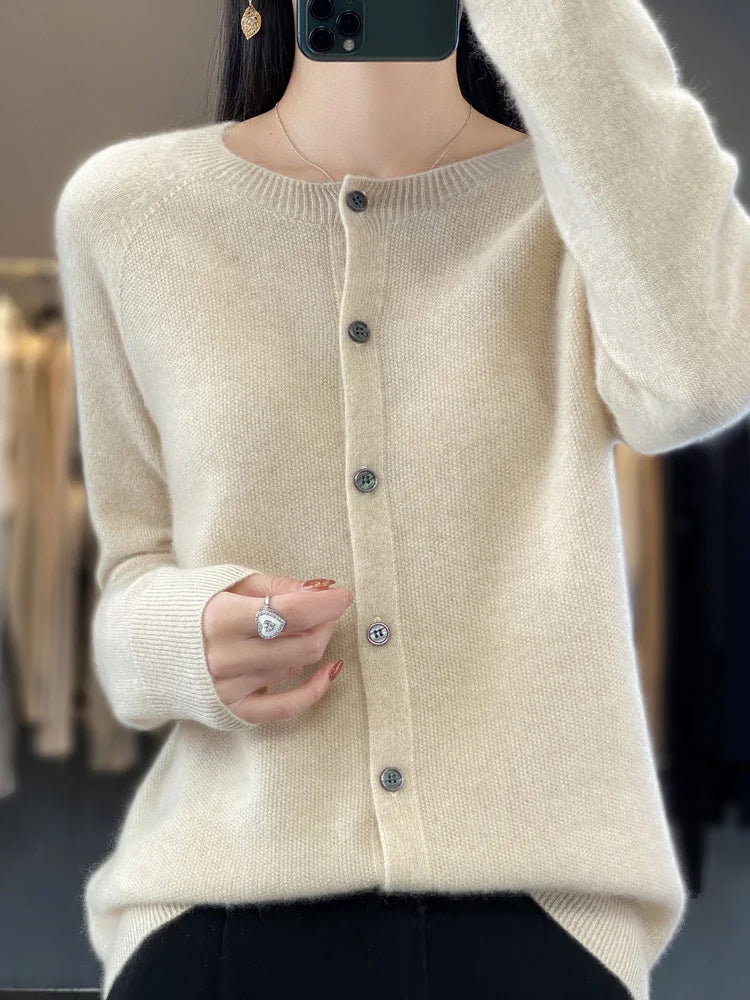 Bronwyn | Women's Cozy Button Front Knit Sweaters — Beige