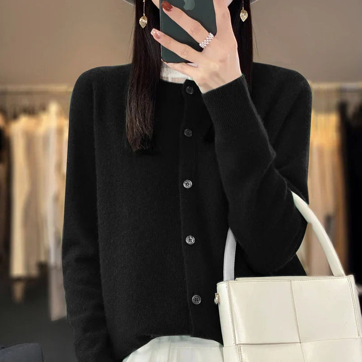 Bronwyn | Women's Cozy Button Front Knit Sweaters — Black