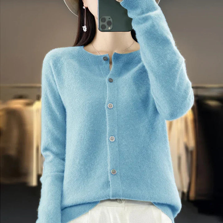 Bronwyn | Women's Cozy Button Front Knit Sweaters — Light Blue