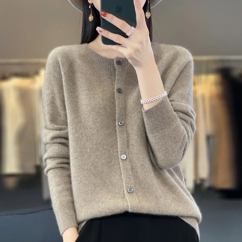 Bronwyn | Women's Cozy Button Front Knit Sweaters — Light Brown