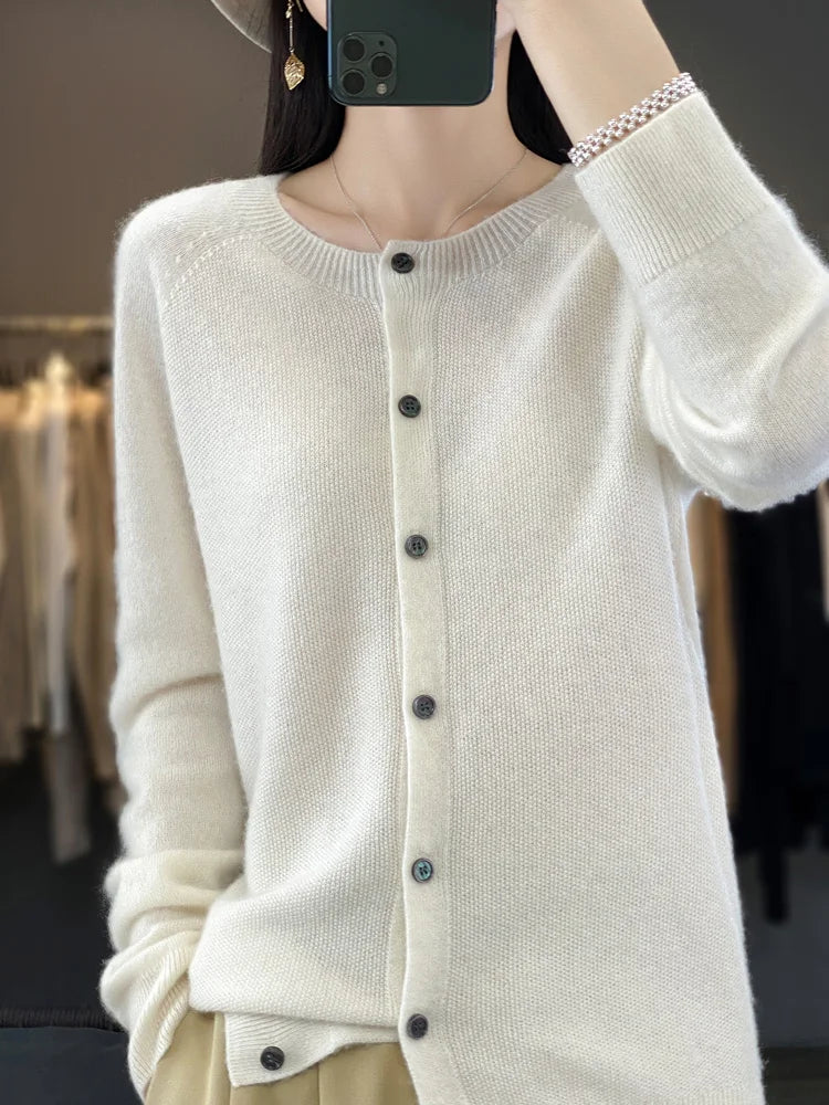 Bronwyn | Women's Cozy Button Front Knit Sweaters — White