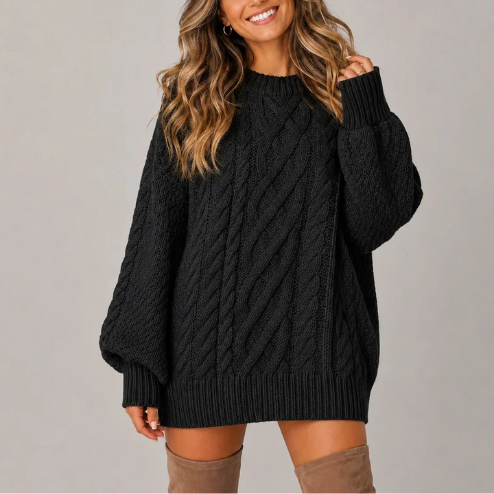 Caelienne | Oversized Cable Knit Mini Jumper Dress