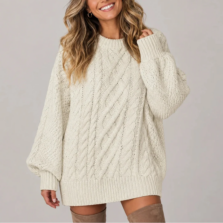 Caelienne | Oversized Cable Knit Mini Jumper Dress