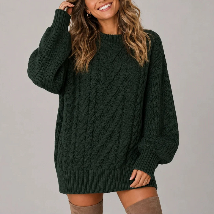 Caelienne | Oversized Cable Knit Mini Jumper Dress