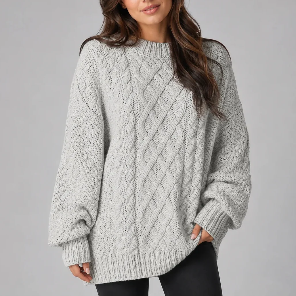 Caelienne | Oversized Cable Knit Mini Jumper Dress