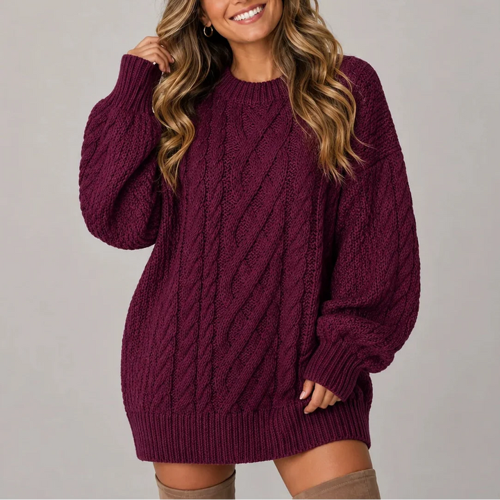 Caelienne | Oversized Cable Knit Mini Jumper Dress