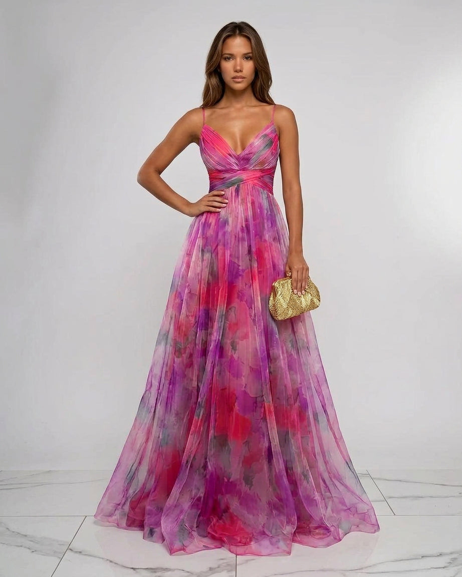 Caelise | Pleated Floral Wedding Guest Dress