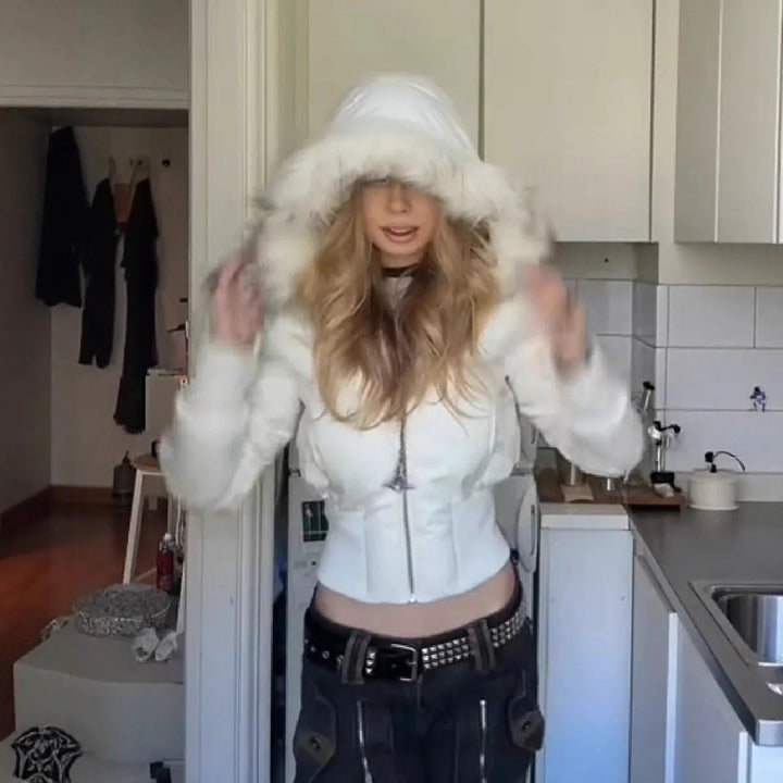 Caevanne | Women's Puffer Jacket Quilted Hooded Faux Fur Winter Outdoor