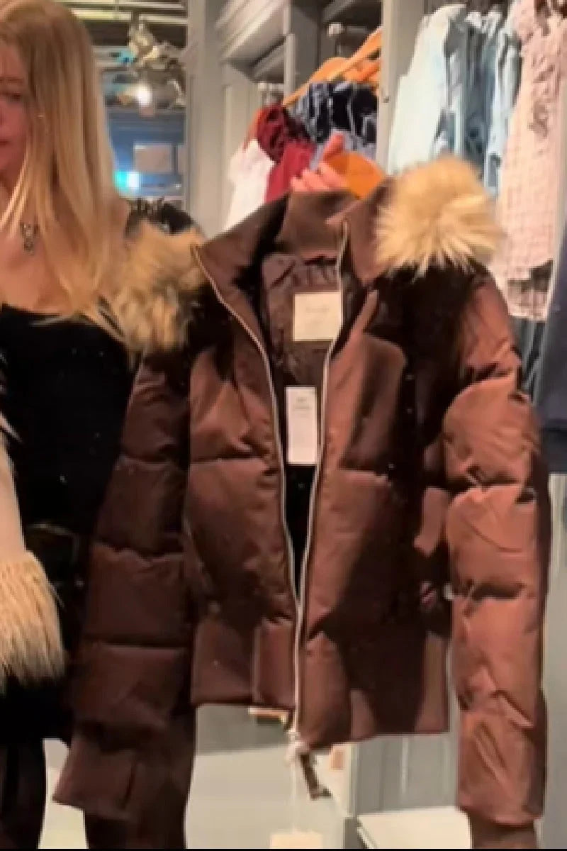 Caevanne | Women's Puffer Jacket Quilted Hooded Faux Fur Winter Outdoor