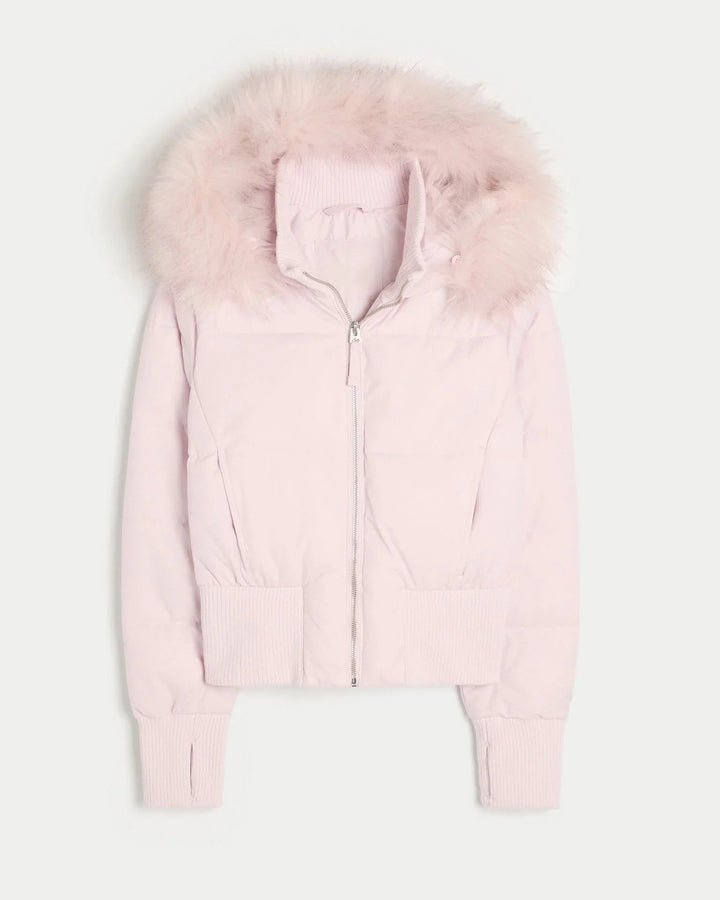Caevanne | Women's Puffer Jacket Quilted Hooded Faux Fur Winter Outdoor