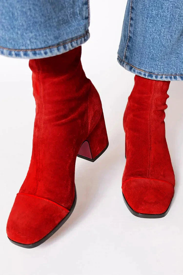 Celana | Women's STYLISH HEELED BOOTS — Red