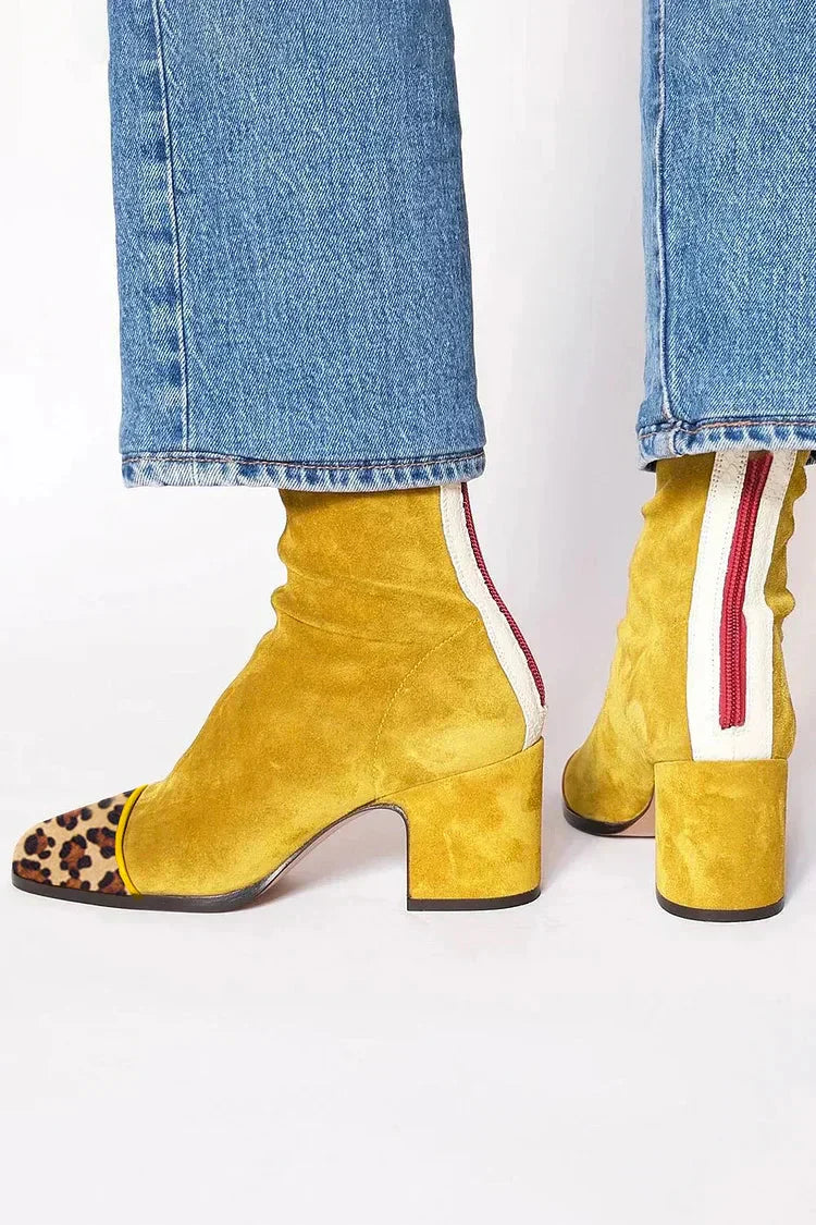 Celana | Women's STYLISH HEELED BOOTS — Yellow leopard