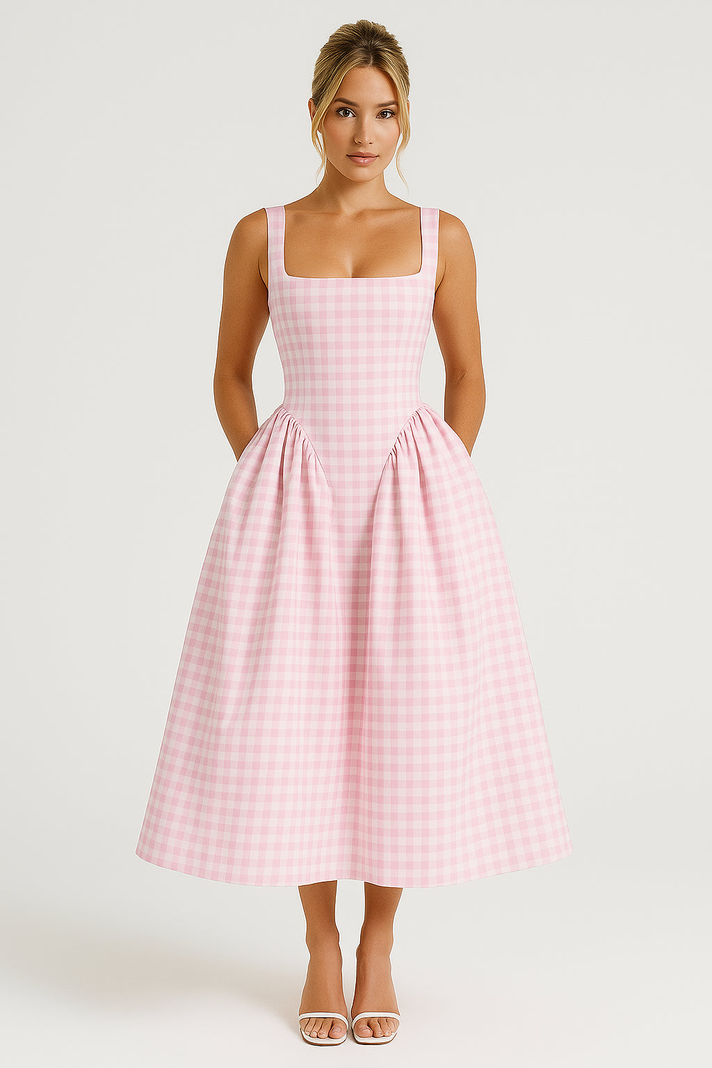 Celienne | Checkered Wedding Guest Dress