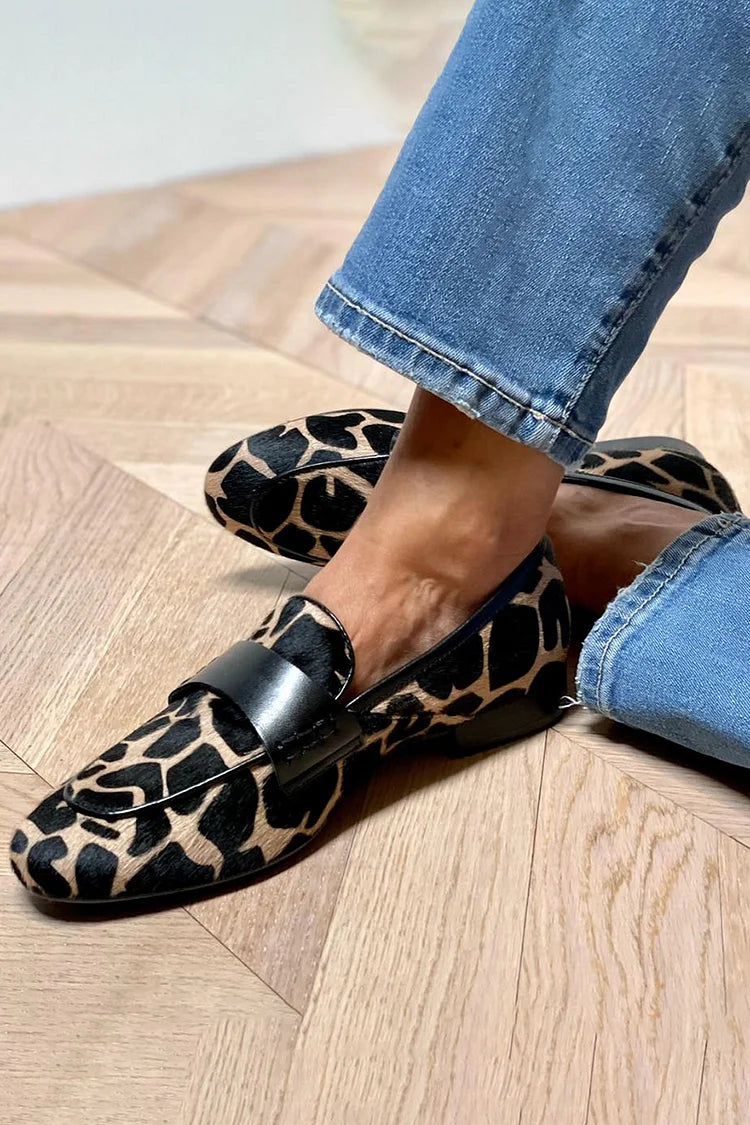 Ciraina | Women's Orthopedic Comfort Slip-On ANIMAL PRINT LOAFER WITH ELEGANT DETAIL — Black