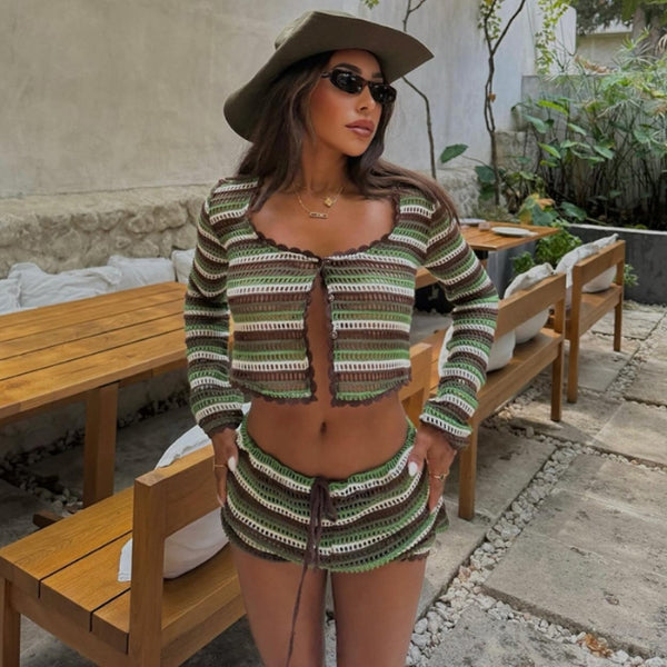 Claudia | Women's Matching The Amalfi Ribbed Knit Two-Piece Set — 3