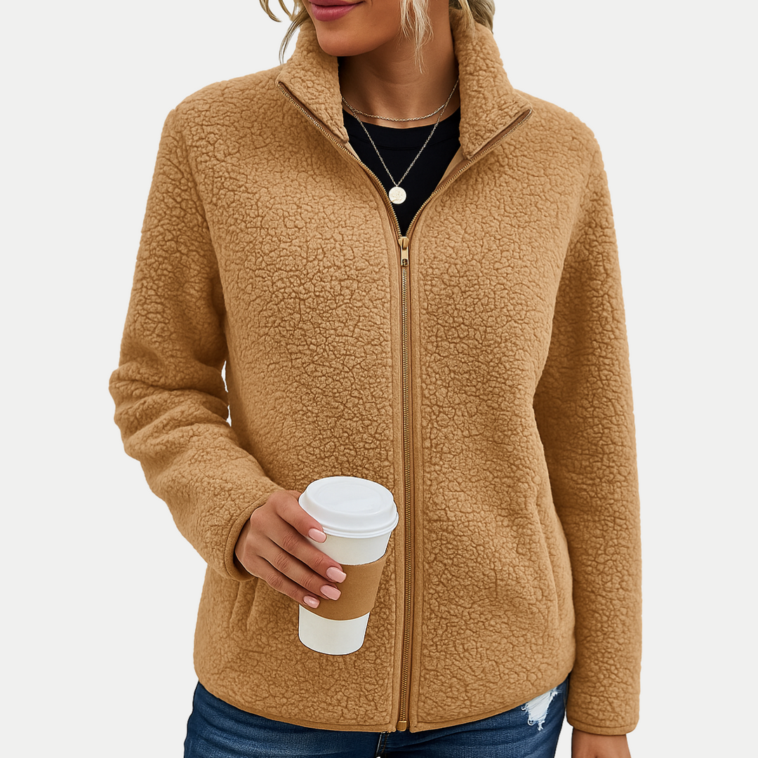Clementina | Women's Lightweight Casual Textured Surface Pattern Jackets — Beige