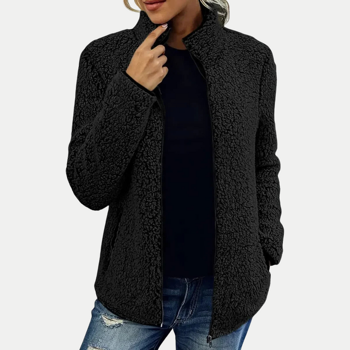 Clementina | Women's Lightweight Casual Textured Surface Pattern Jackets — Black