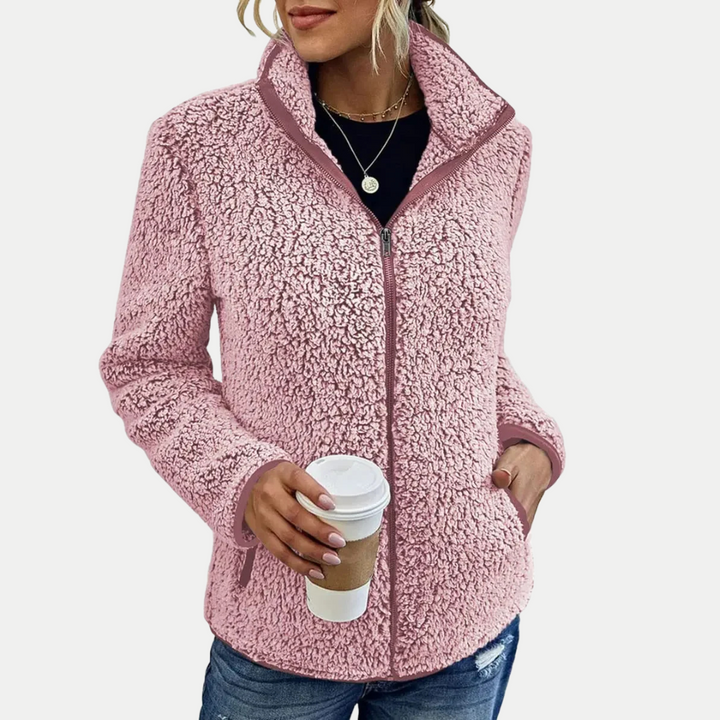 Clementina | Women's Lightweight Casual Textured Surface Pattern Jackets — Pink