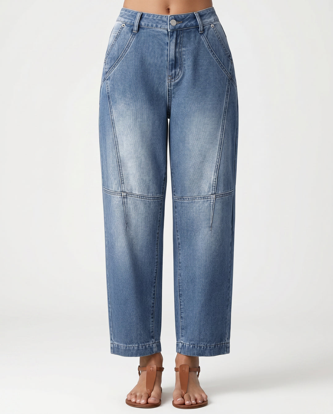 Constantia | Women's High-Waist Wide-Leg Straight-Leg Jeans with Mid Waist — Blue