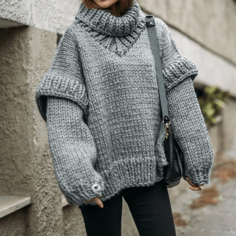 Coradora | Women's Knit Oversized Turtleneck Sweater