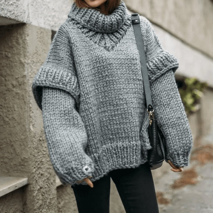 Coradora | Women's Knit Oversized Turtleneck Sweater