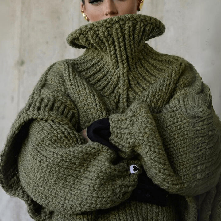 Coradora | Women's Knit Oversized Turtleneck Sweater