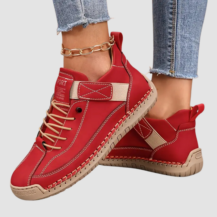 Cordelia | Women's Comfortable Casual Comfort-Support Sneakers — Red