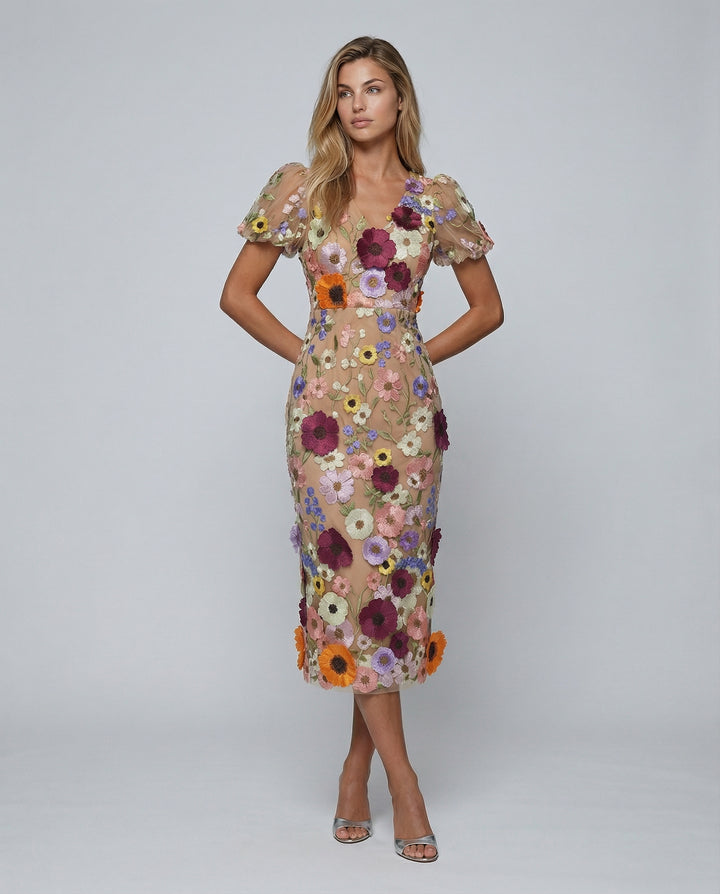 Dahlwynn | V Neck Floral Wedding Guest Dress