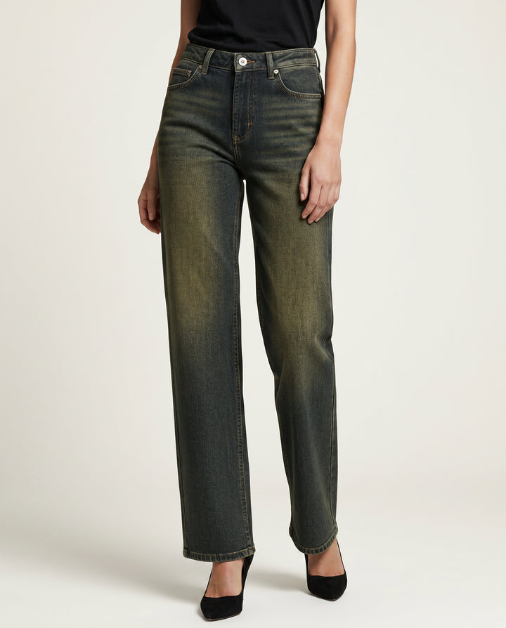 Daphnia | Women's High-Waist Wide-Leg Straight-Leg Jeans with High Waist — 1