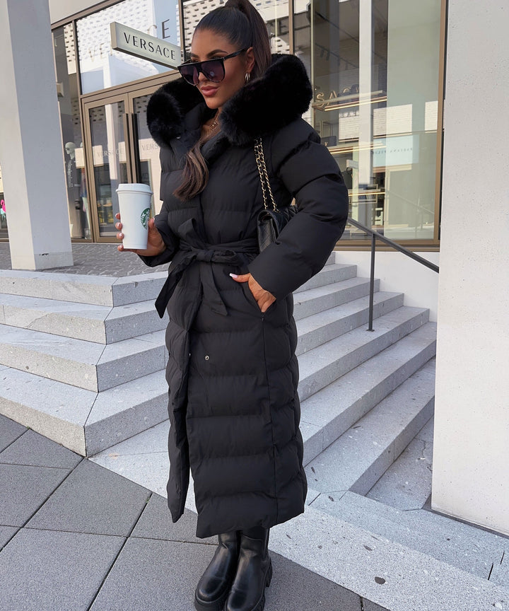 Demetria | Women's Casual Stretch puff Coat winter for – Belted Tops — 2
