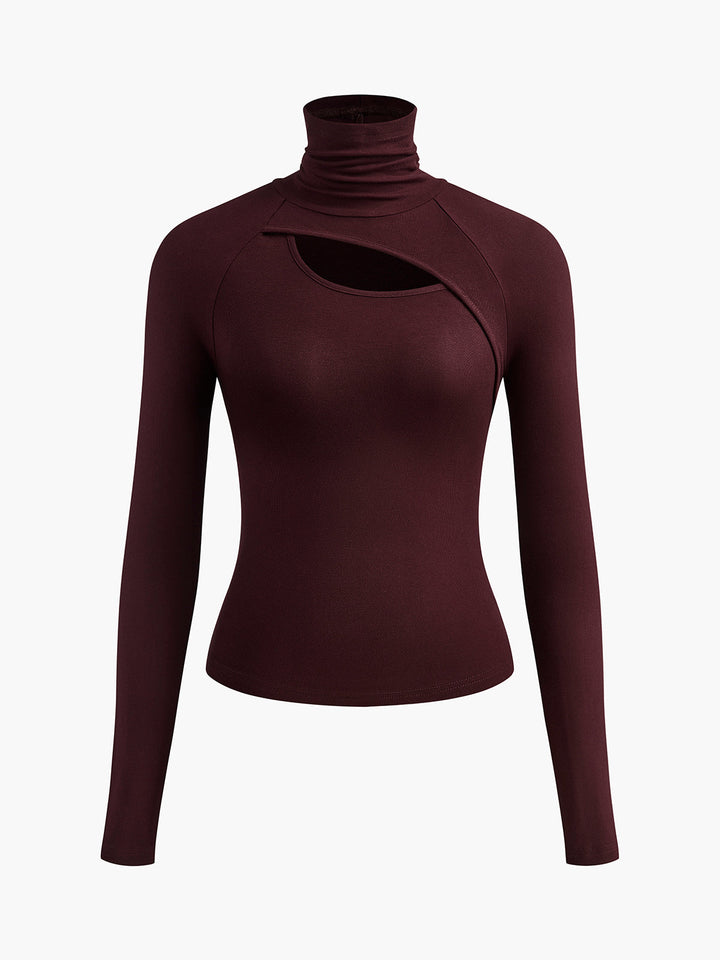 Elocine | Women's Turtleneck Sweater Slim Fit Long Sleeve Cut Out Layering