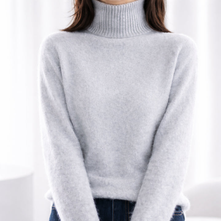 Elowanne | Women's Cozy Ribbed Turtleneck Sweater — Grey