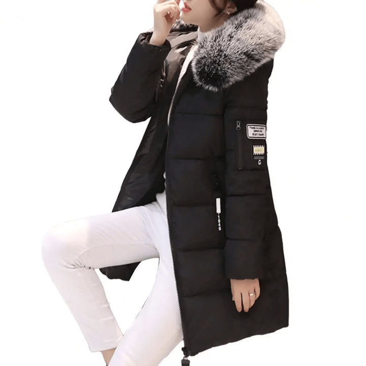 Elowora | Mid-Length Windproof Hooded Quilted Puffer Jacket