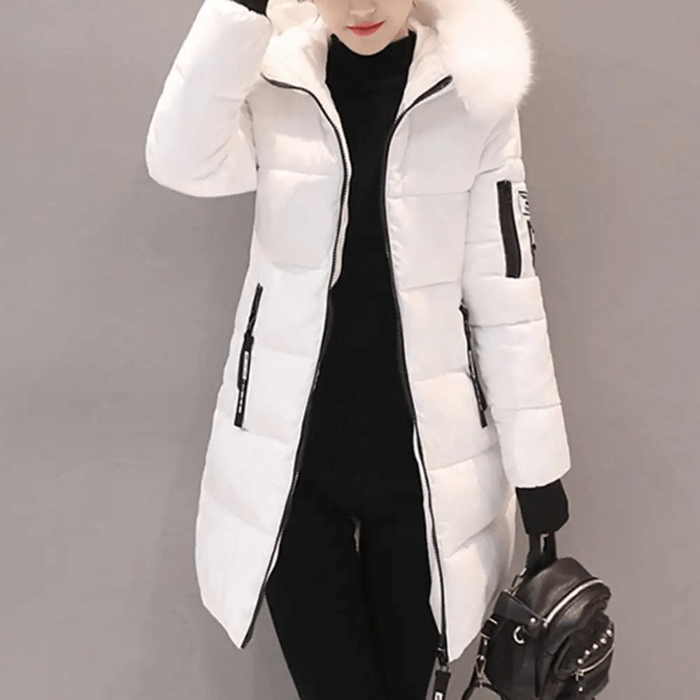 Elowora | Mid-Length Windproof Hooded Quilted Puffer Jacket