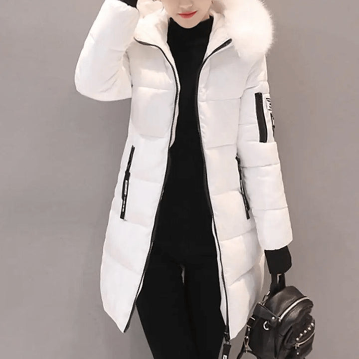 Elowora | Mid-Length Windproof Hooded Quilted Puffer Jacket