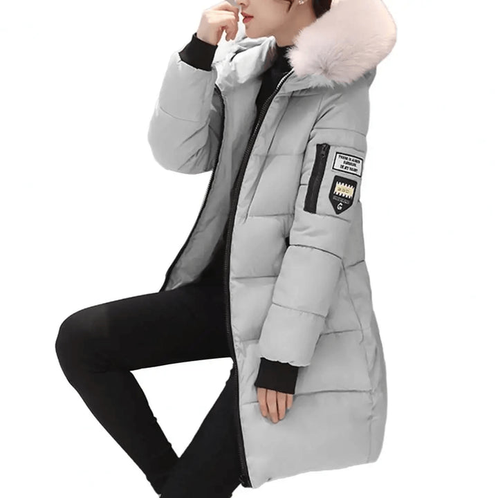 Elowora | Mid-Length Windproof Hooded Quilted Puffer Jacket