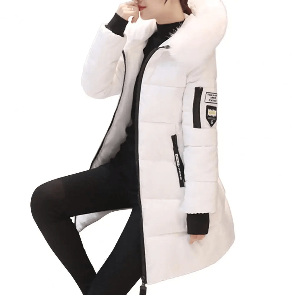 Elowora | Mid-Length Windproof Hooded Quilted Puffer Jacket
