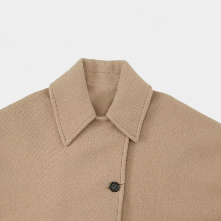 Emelinelise | Casual Stretch Collared Button Front Coat Tops