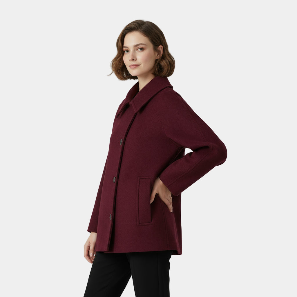 Emelinelise | Casual Stretch Collared Button Front Coat Tops