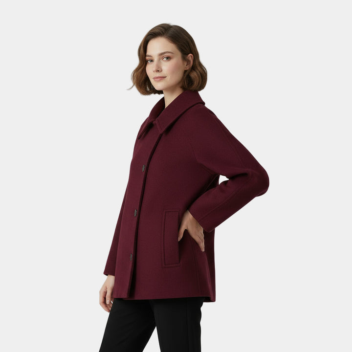Emelinelise | Casual Stretch Collared Button Front Coat Tops