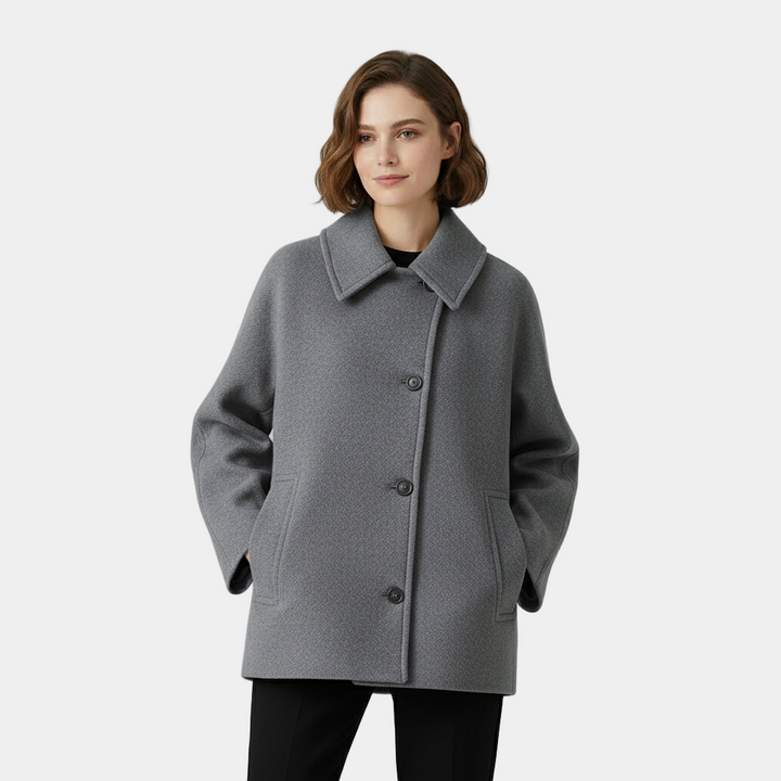Emelinelise | Casual Stretch Collared Button Front Coat Tops