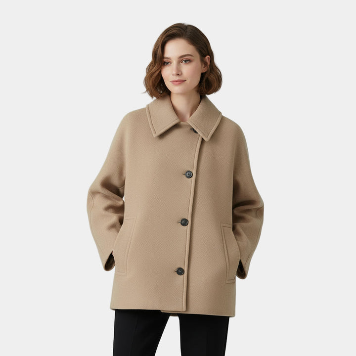 Emelinelise | Casual Stretch Collared Button Front Coat Tops