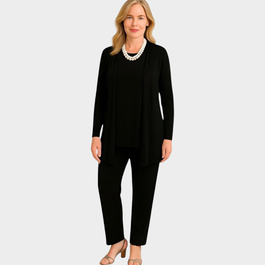 Emervanne | Women's Matching Suit Soft Knit Three Piece Set — Black
